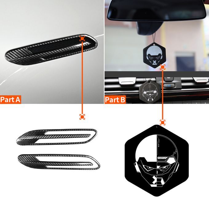 2Pcs Carbon Fiber Car Side Fender Air Vent Outlet Trim-Black