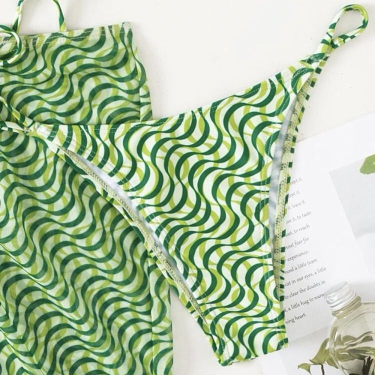 Water Ripple Print Sexy Lace-up With Veil