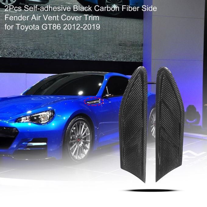 2Pcs Self-adhesive Black Carbon Fiber Side Fender Air-Black