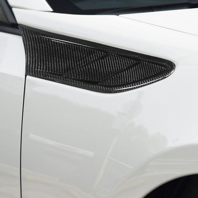 2Pcs Self-adhesive Black Carbon Fiber Side Fender Air-Black