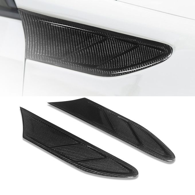 2Pcs Self-adhesive Black Carbon Fiber Side Fender Air-Black