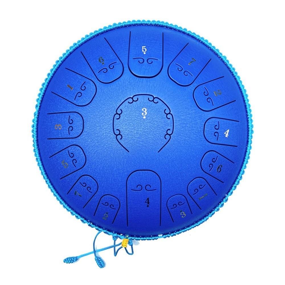 14 inch 15-Tone Carbon Steel Tongue Drum Mini Hand Pan Drums with Drumsticks Percussion Musical Instruments
