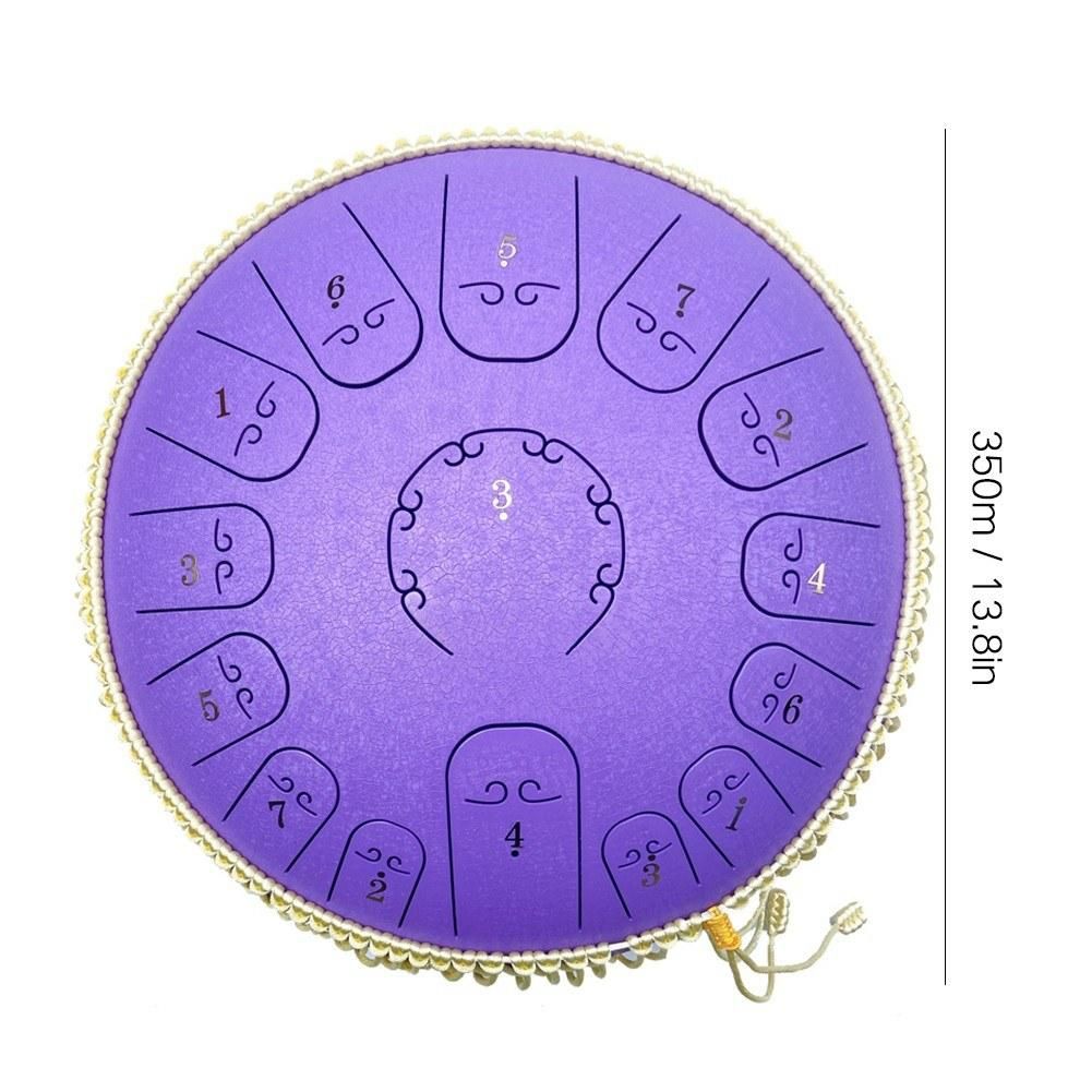 14 inch 15-Tone Carbon Steel Tongue Drum Mini Hand Pan Drums with Drumsticks Percussion Musical Instruments