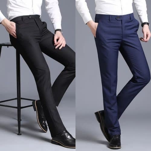 Men's Smart Trouser - Navy Blue And Black