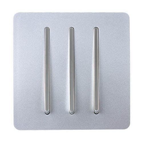 3 Gang Slim Button Switch - Silver