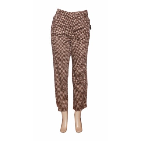 Women's Print Ankle Pants- Brown