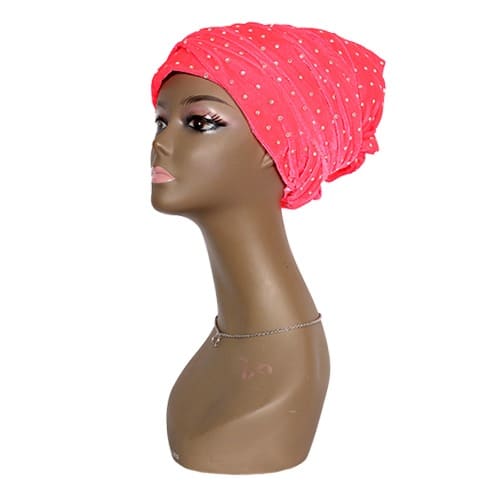 Embellished Studded Velvet Wrap Turban - Pink