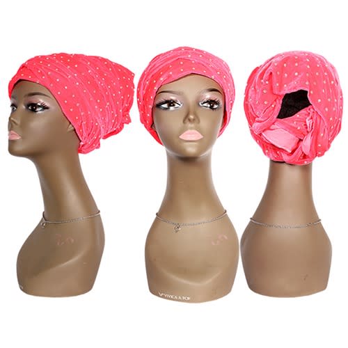Embellished Studded Velvet Wrap Turban - Pink