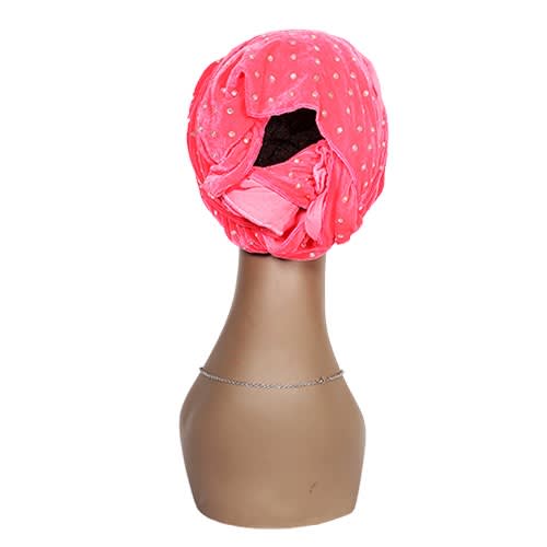 Embellished Studded Velvet Wrap Turban - Pink