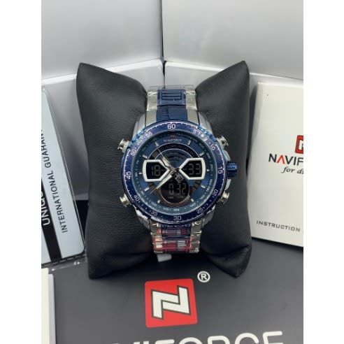Luxury Stainless Steel Silver Blue Wrist Watch