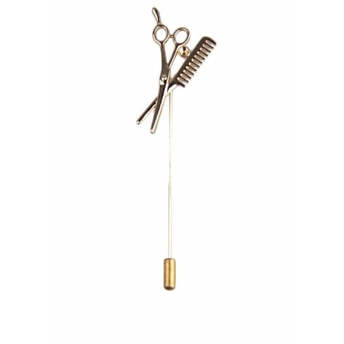 Scissors and Comb Lapel Pin- Gold