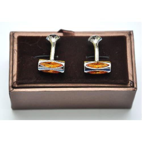 Trendy Steel Detailed Cufflink with Stone MC-3149