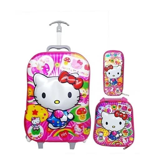 3-in-1 Character Schoolbag Pack Set With Hand Luggage Cabin Trolley School Bag