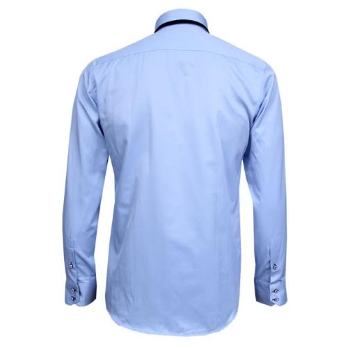 Men's Long Sleeve Shirt - Msht - 4092  -  Blue & Black