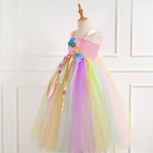 Girls' Dress [Plus Lining*Long Section*Flowers*tutu Skirt*Net Yarn Princess Dress]-93306