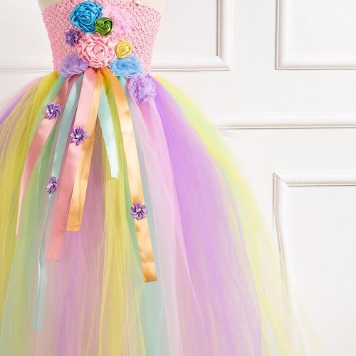 Girls' Dress [Plus Lining*Long Section*Flowers*tutu Skirt*Net Yarn Princess Dress]-93306