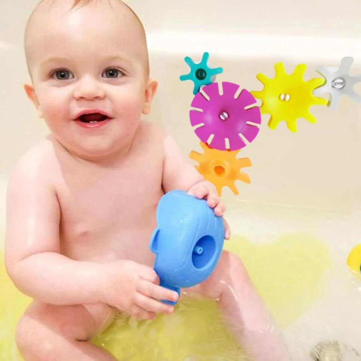 Water Gear Rotating Toys Baby Shower Color Water Wheel Suction Cup Spinner Water Toys Spinning Gear Suction Bath Toys for Kids
