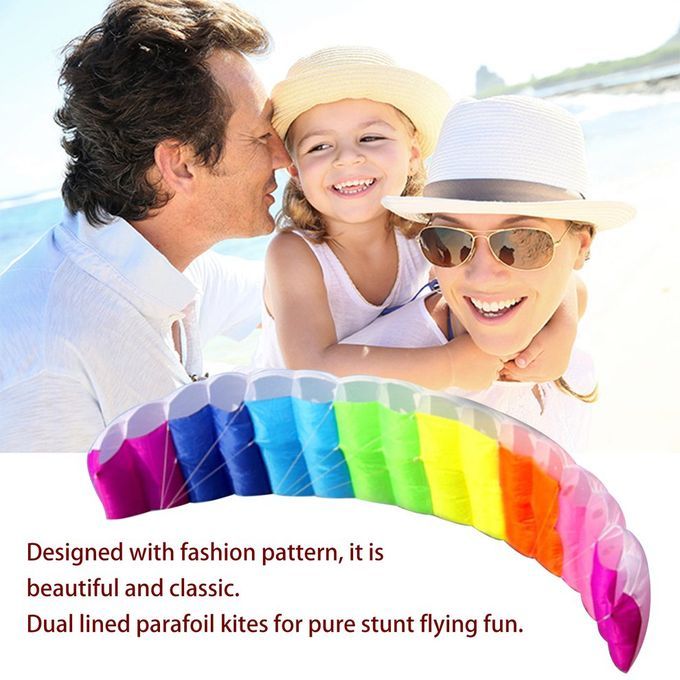 2.7m   Dual Line Para Hute Soft Parafoil Flying Surfing Kite Huge Large-Rainbow-270*80cm