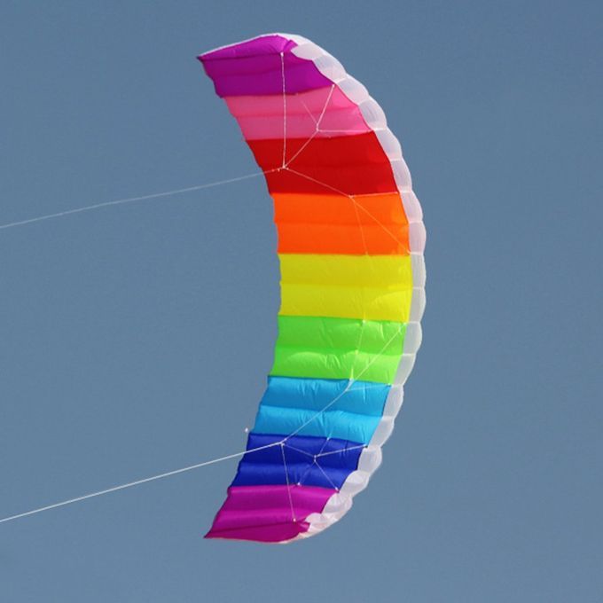 2.7m   Dual Line Para Hute Soft Parafoil Flying Surfing Kite Huge Large-Rainbow-270*80cm