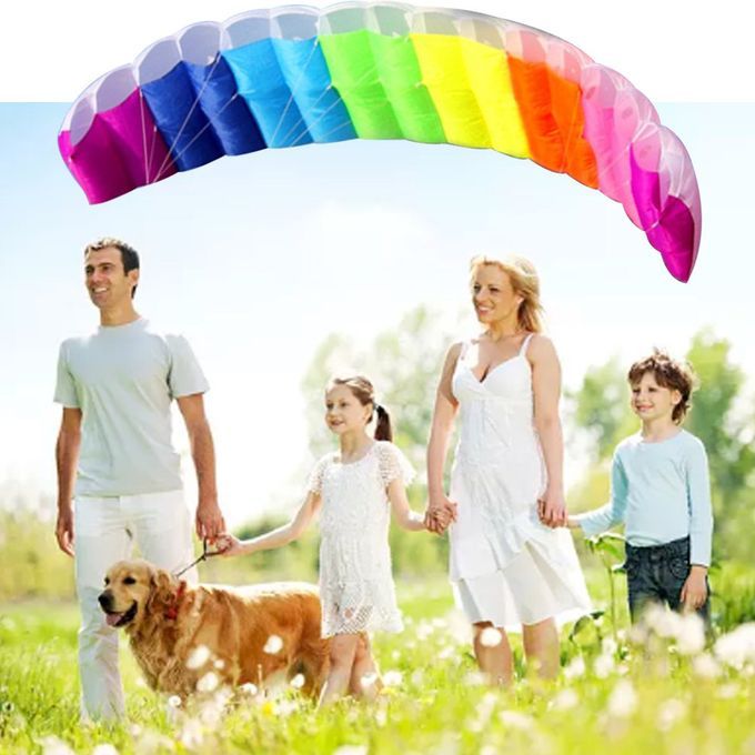 2.7m   Dual Line Para Hute Soft Parafoil Flying Surfing Kite Huge Large-Rainbow-270*80cm