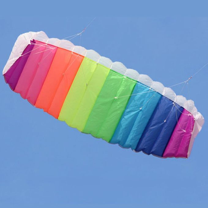 2.7m   Dual Line Para Hute Soft Parafoil Flying Surfing Kite Huge Large-Rainbow-270*80cm
