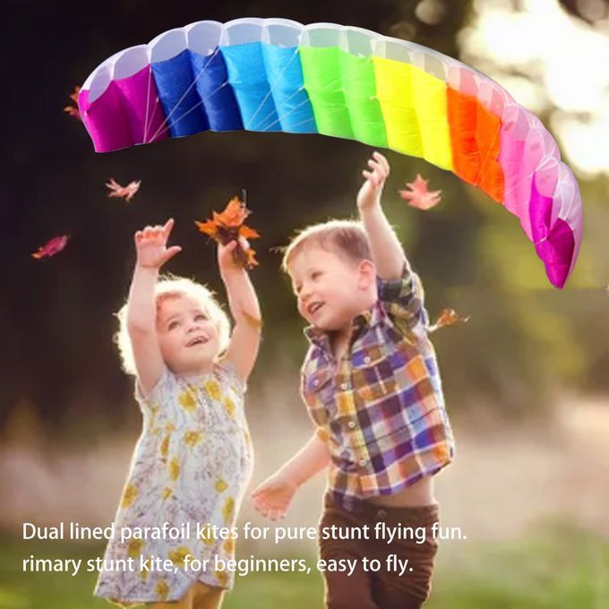 2.7m   Dual Line Para Hute Soft Parafoil Flying Surfing Kite Huge Large-Rainbow-270*80cm