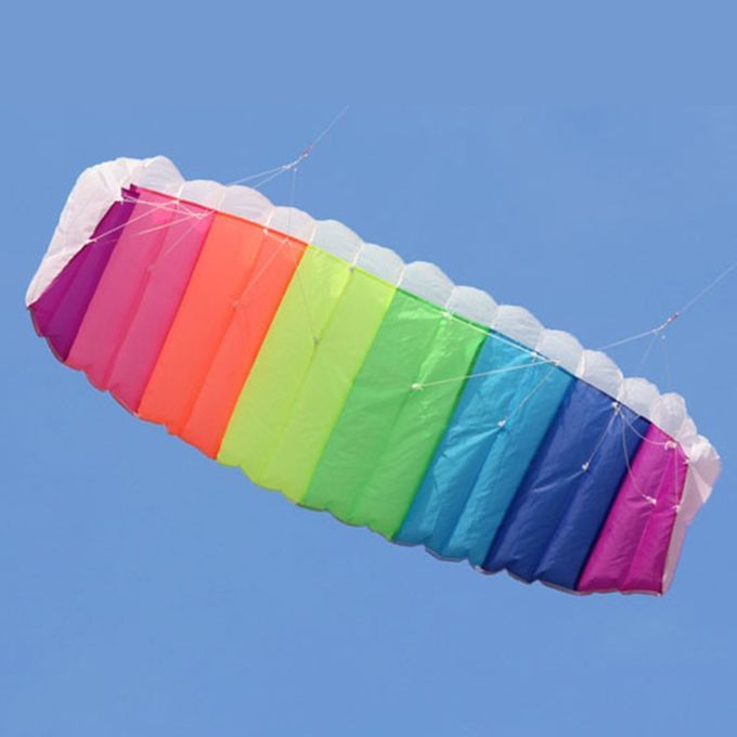 2.7m   Dual Line Para Hute Soft Parafoil Flying Surfing Kite Huge Large-Rainbow-270*80cm