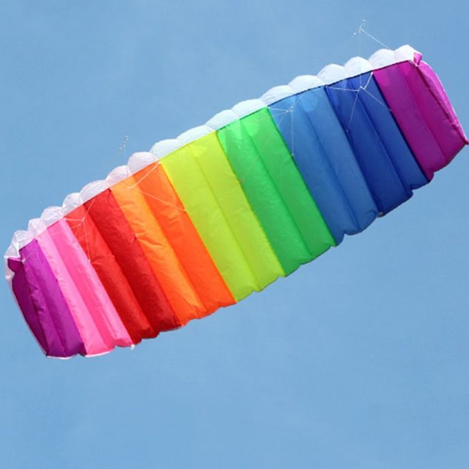 2.7m   Dual Line Para Hute Soft Parafoil Flying Surfing Kite Huge Large-Rainbow-270*80cm