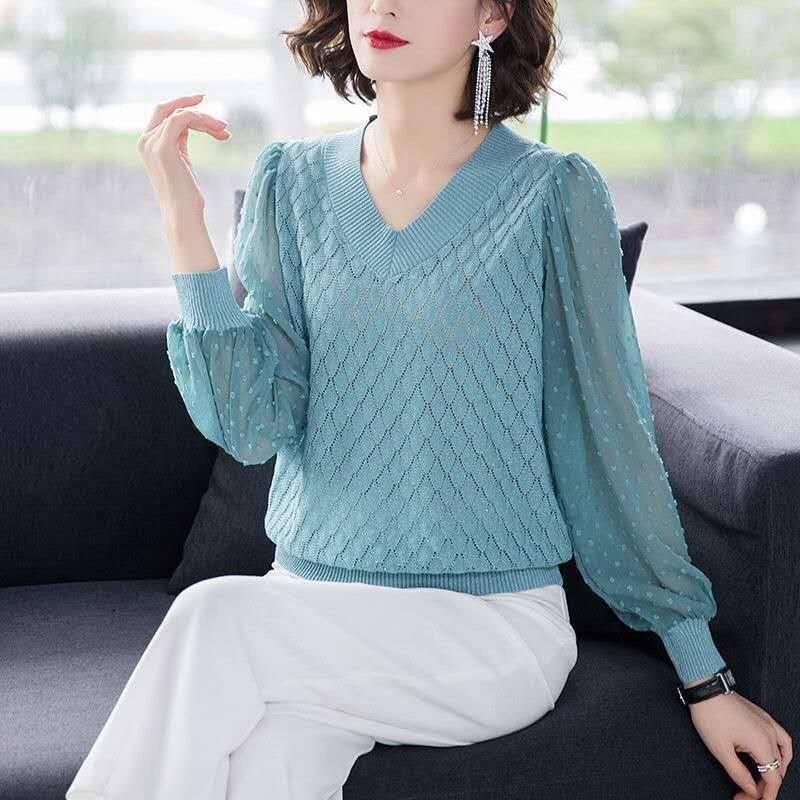 V-neck t-shirt women's thin sweater