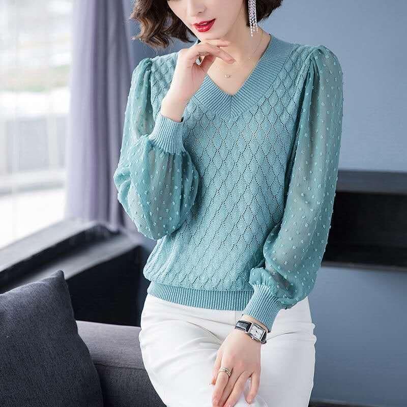 V-neck t-shirt women's thin sweater