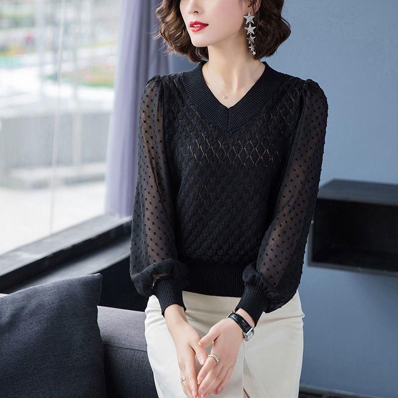 V-neck t-shirt women's thin sweater