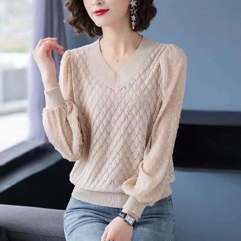 V-neck t-shirt women's thin sweater