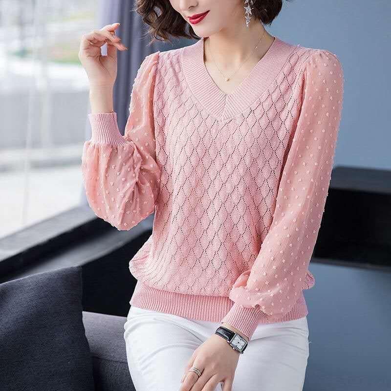 V-neck t-shirt women's thin sweater