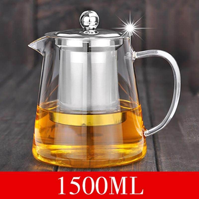 Clear Glass Teapot Stainless Infuser & Lid Steeping Tea Flower Tea Pot 1500ml {average Code}