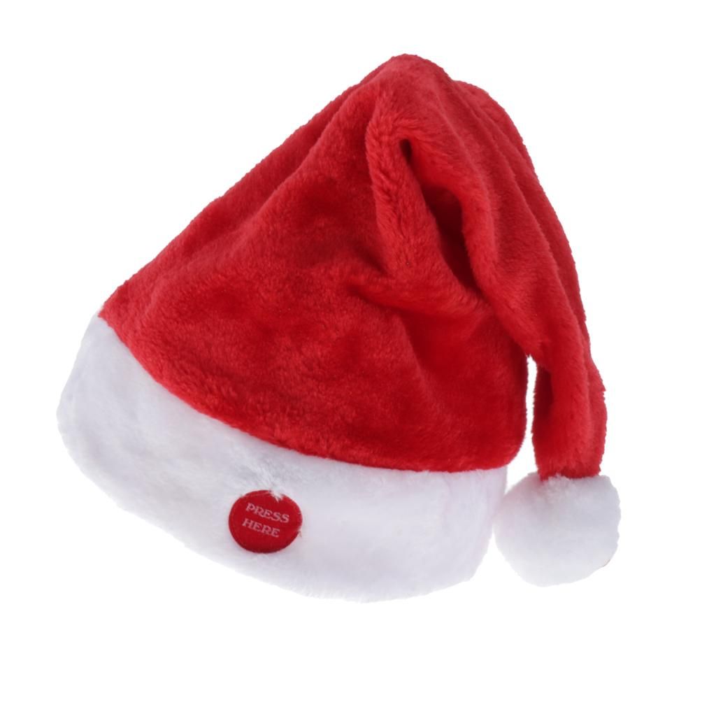 2Pcs Electric Santa Hat Christmas Hat Plush Toy Gifts For Holiday
