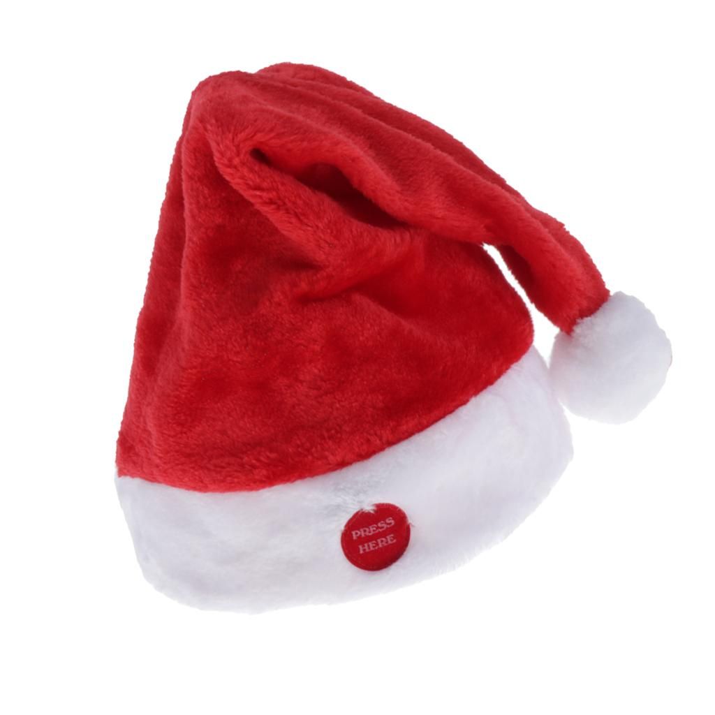 2Pcs Electric Santa Hat Christmas Hat Plush Toy Gifts For Holiday