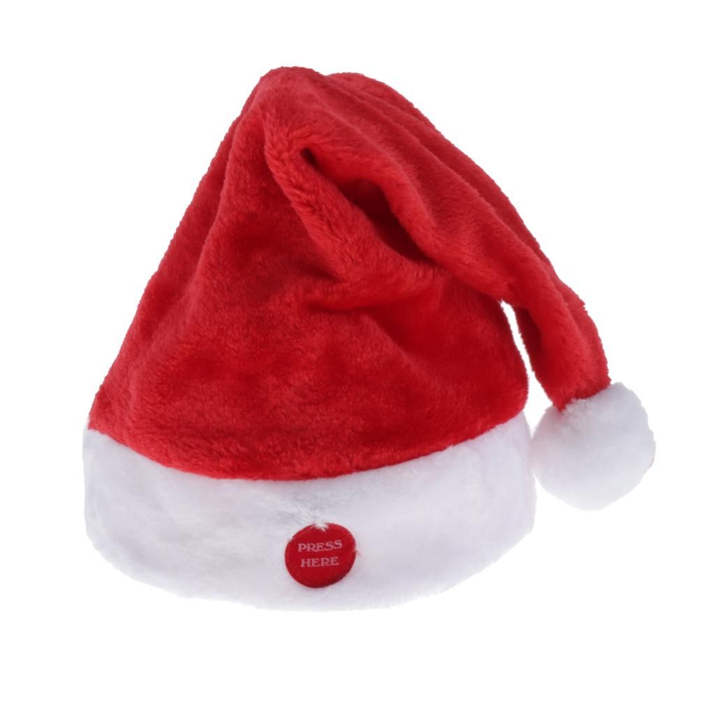 2Pcs Electric Santa Hat Christmas Hat Plush Toy Gifts For Holiday
