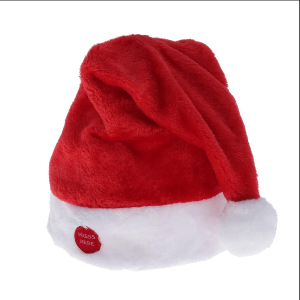 2Pcs Electric Santa Hat Christmas Hat Plush Toy Gifts For Holiday