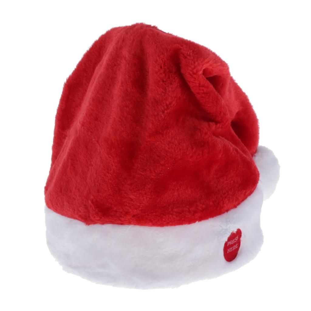 2Pcs Electric Santa Hat Christmas Hat Plush Toy Gifts For Holiday