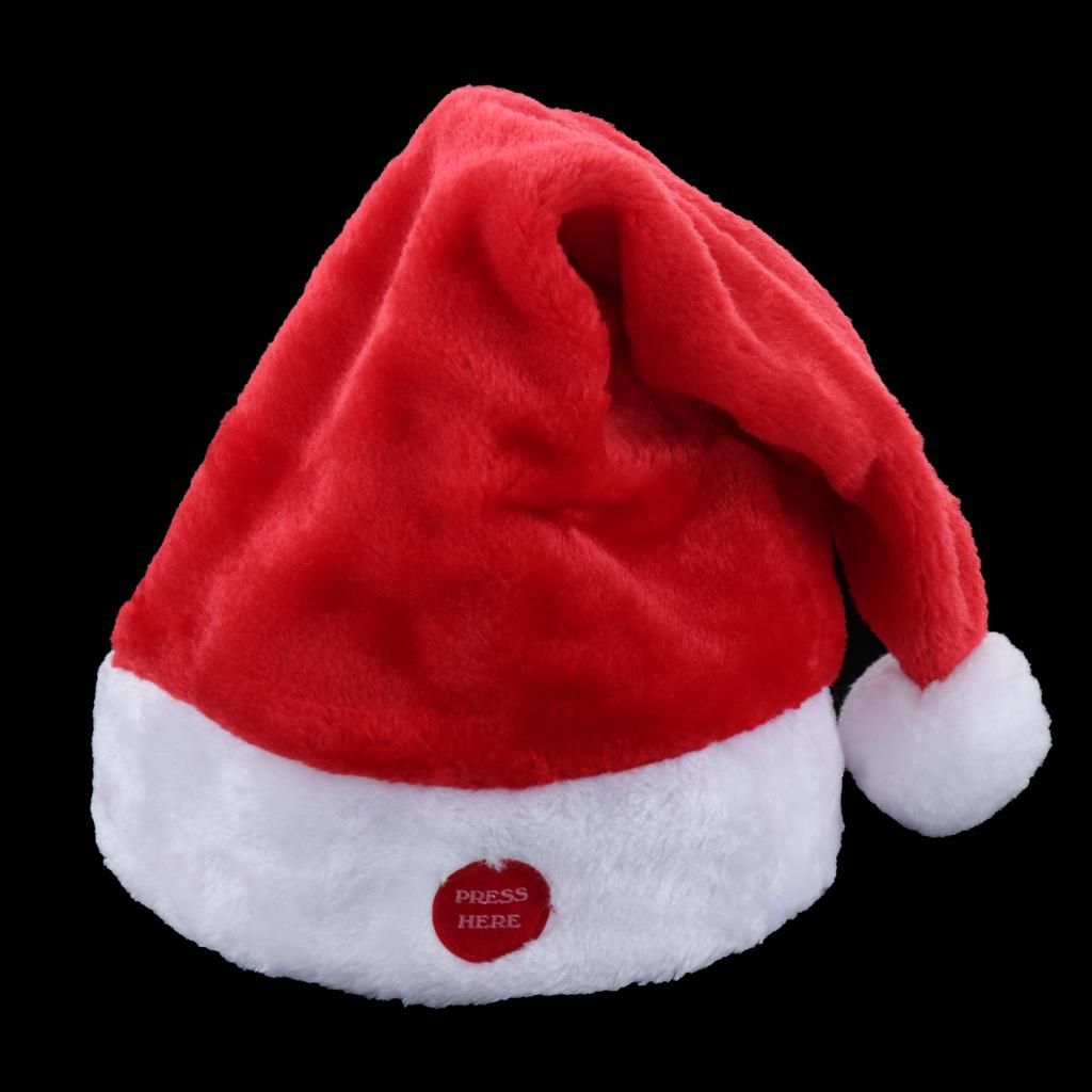 2Pcs Electric Santa Hat Christmas Hat Plush Toy Gifts For Holiday