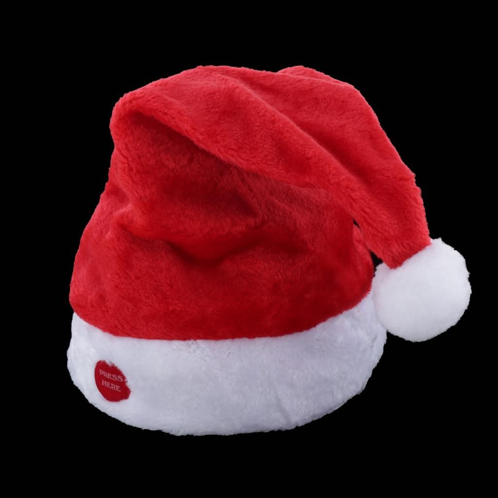 2Pcs Electric Santa Hat Christmas Hat Plush Toy Gifts For Holiday