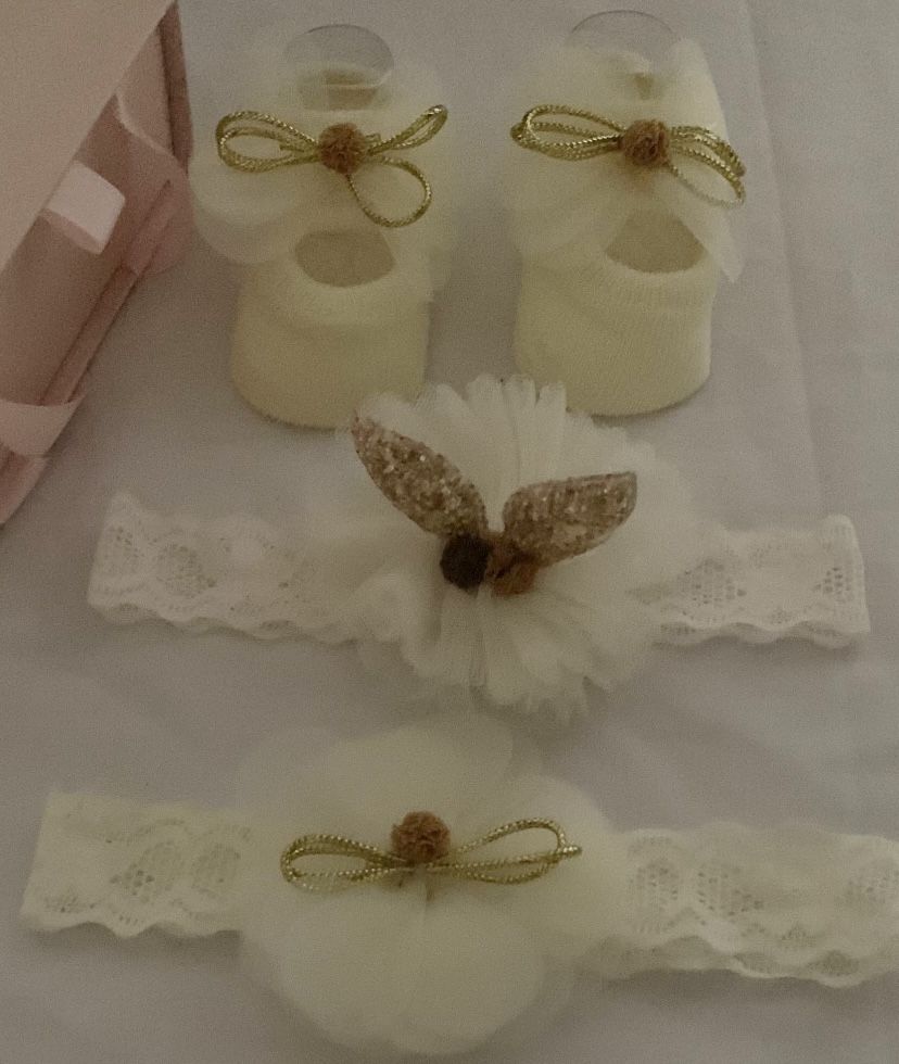 4 PC Baby Girl Headband & Bootie Set-yellow2