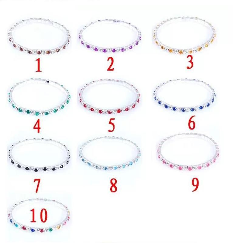 Women 10PCS/Lot 18K Platinum Plated Crystal Chain Strand Wrap Elastic Bracelets