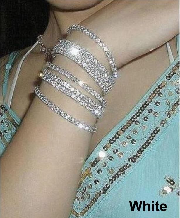 Women 10PCS/Lot 18K Platinum Plated Crystal Chain Strand Wrap Elastic Bracelets