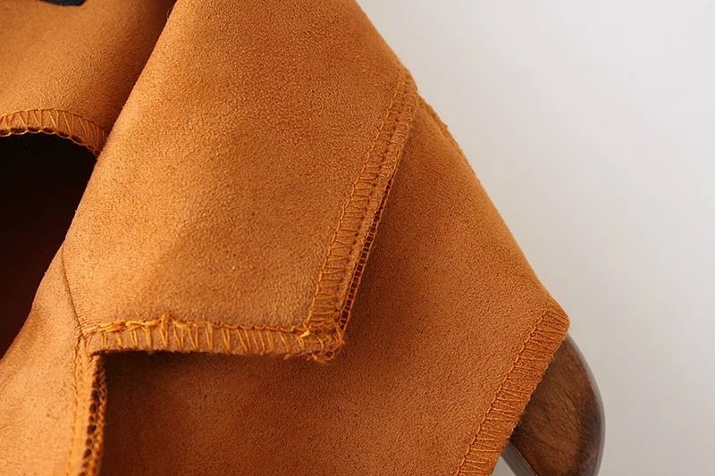 Chaleco Con Borlas Para Mujer, Ropa De Ante Con Cuello Vuelto, Precio De Fabrica, Europa, Invierno, Venta Al Por Mayor