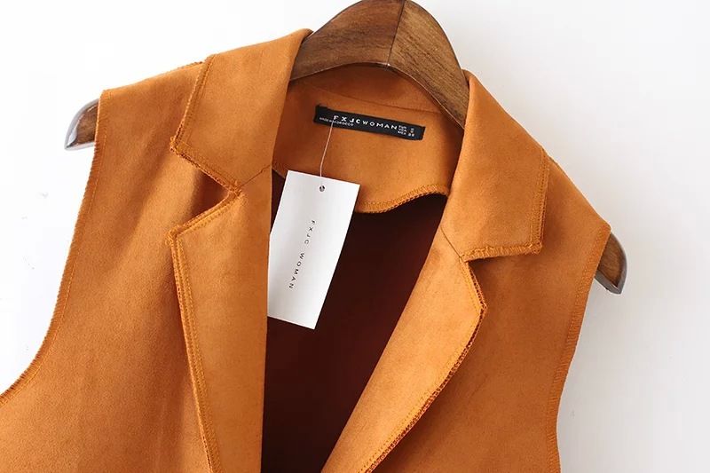 Chaleco Con Borlas Para Mujer, Ropa De Ante Con Cuello Vuelto, Precio De Fabrica, Europa, Invierno, Venta Al Por Mayor