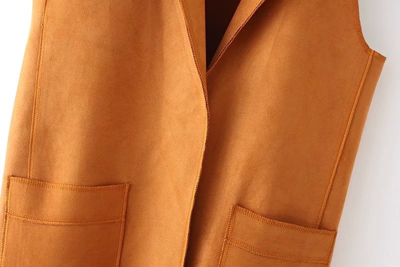 Chaleco Con Borlas Para Mujer, Ropa De Ante Con Cuello Vuelto, Precio De Fabrica, Europa, Invierno, Venta Al Por Mayor