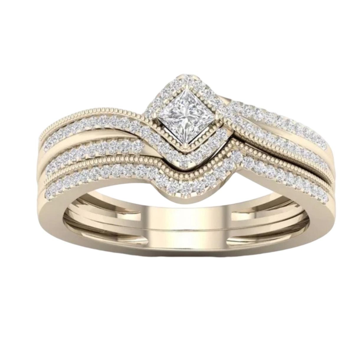 Engagement Ring Lingering Cubic Zirconia Ring Exquisite Jewelry Gift Golden