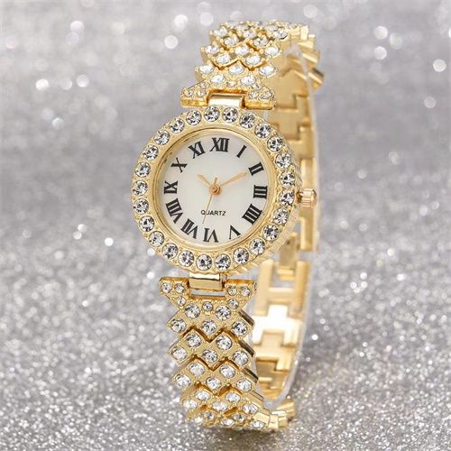 Roman Diamond Watch+Bracelet Set