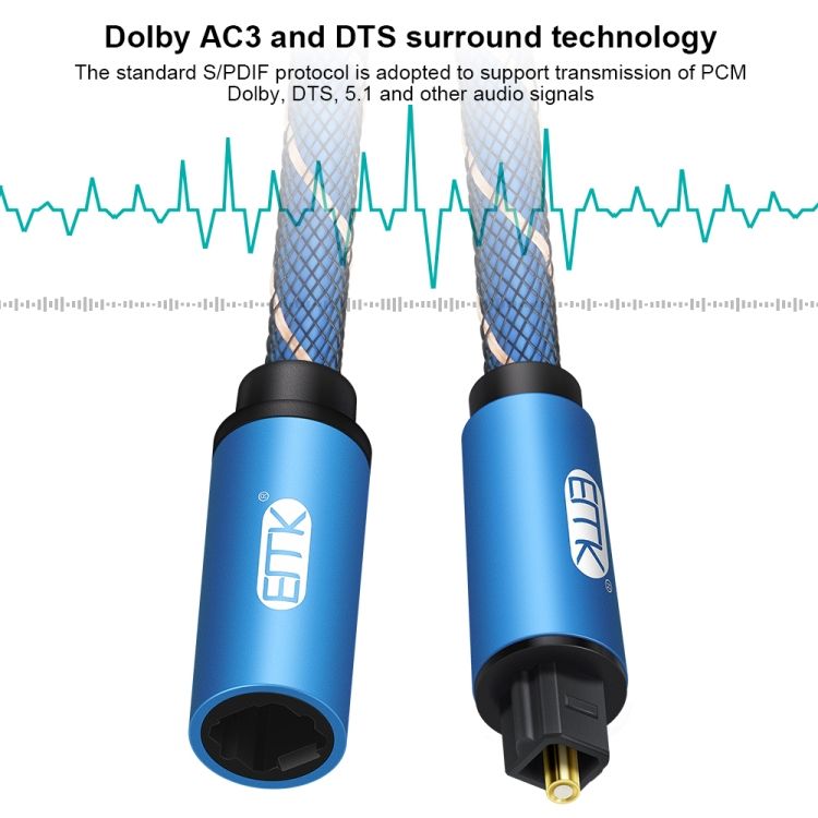 EMK Digital Optical Audio Cable, Cable Length: 3m (Blue)